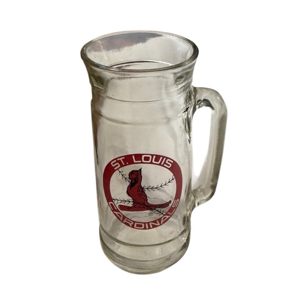 VTG St. Louis Cardinals MLB Clear Glass Beer Stein Mug Barware Central Division